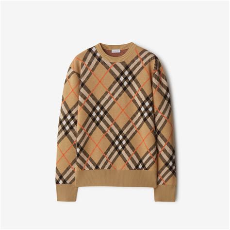 mena burberry charcoal melange sweater|Check Wool Blend Sweater in Sand .